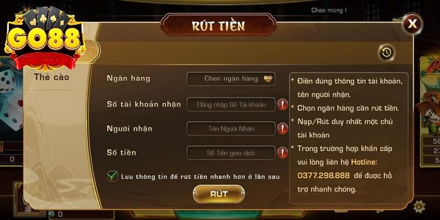 Nắm rõ các bước thực hiện giao dịch rút tiền tại cổng game Go88 Nắm rõ các bước thực hiện giao dịch rút tiền tại cổng game Go88