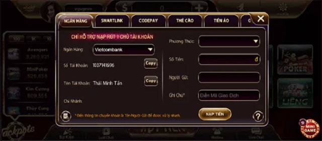 Nạp tiền vào tài khoản cổng game cực kỳ đơn giản Nạp tiền vào tài khoản cổng game cực kỳ đơn giản