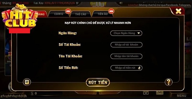 Rút tiền HitClub cực dễ Rút tiền HitClub cực dễ