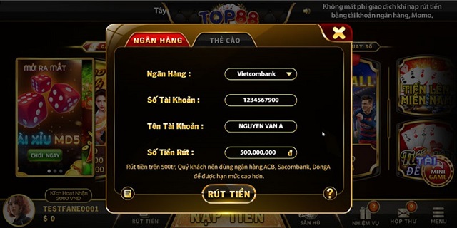 Thủ tục rút tiền tại cổng game không quá phức tạp Thủ tục rút tiền tại cổng game không quá phức tạp
